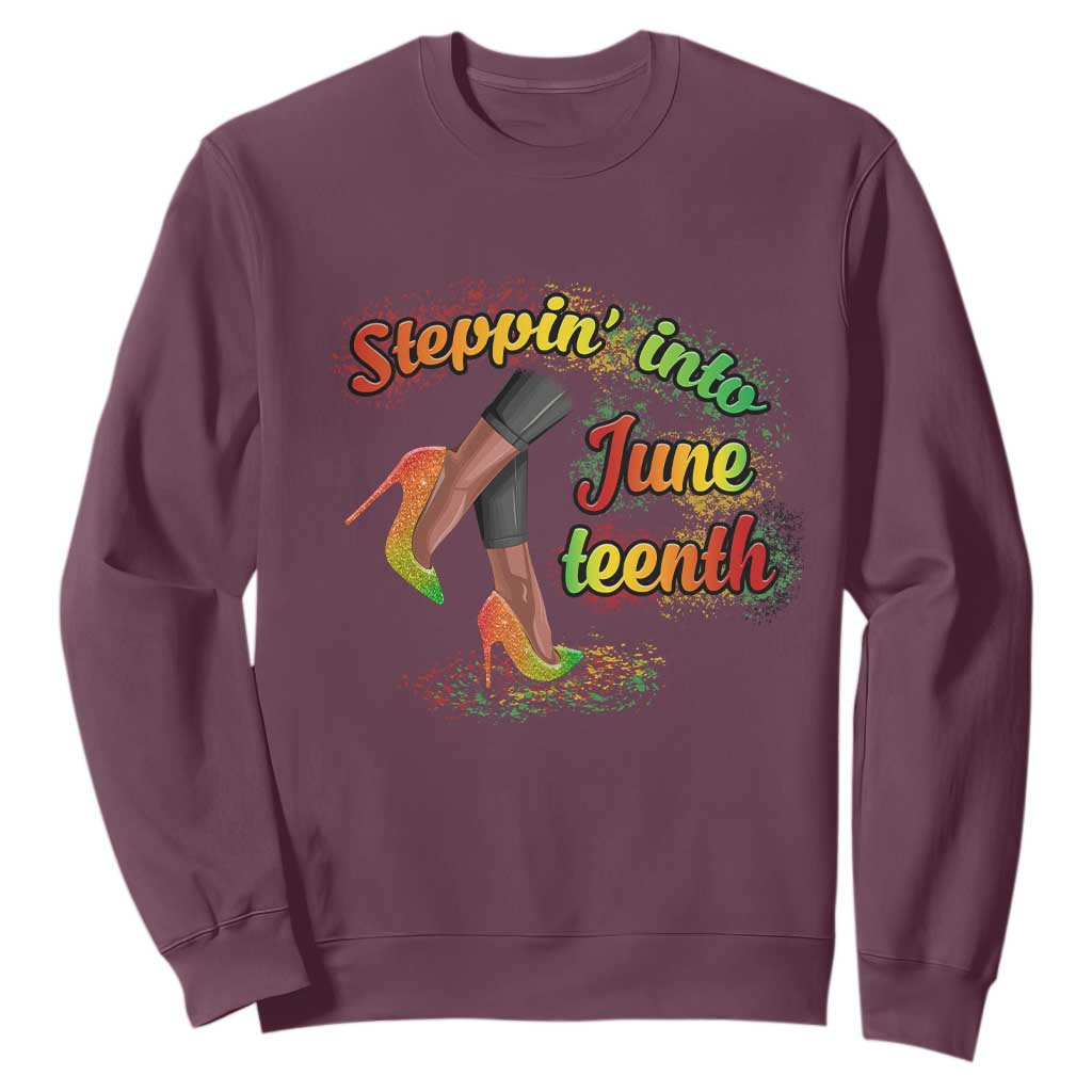 Stepping Into Juneteenth African American Black History Sweatshirt TS02 Maroon Printyourwear