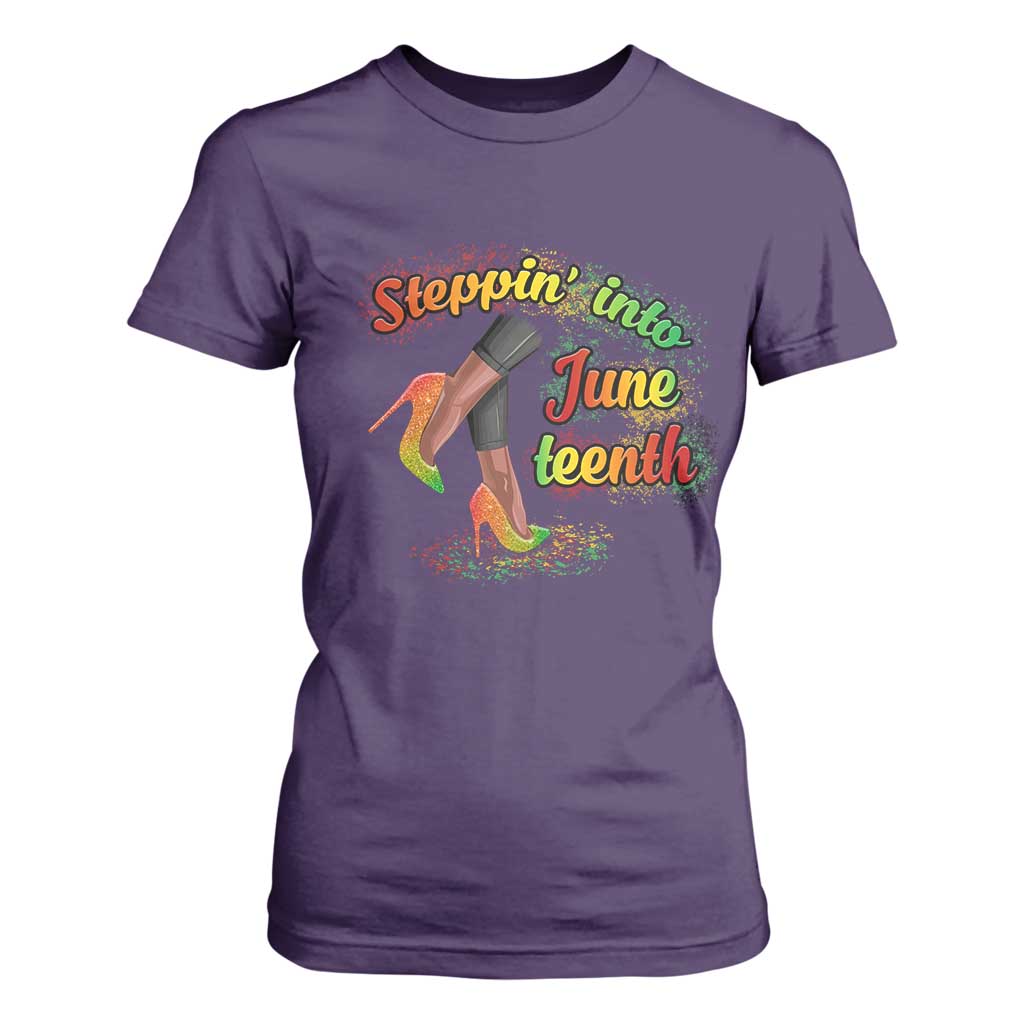 Stepping Into Juneteenth T Shirt For Women High Heels African American Black History TS02 Purple Print Your Wear