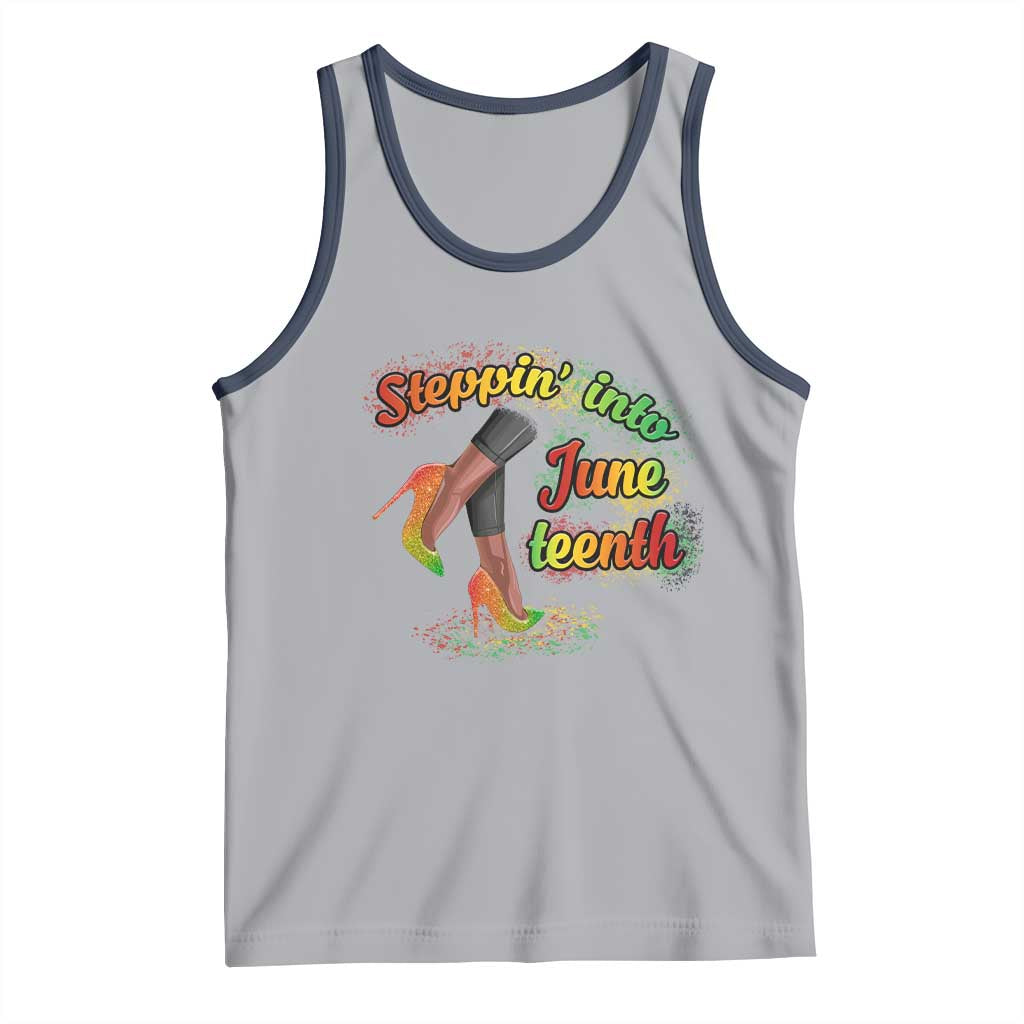 Stepping Into Juneteenth Tank Top High Heels African American Black History TS02 Athletic Heather Navy Print Your Wear
