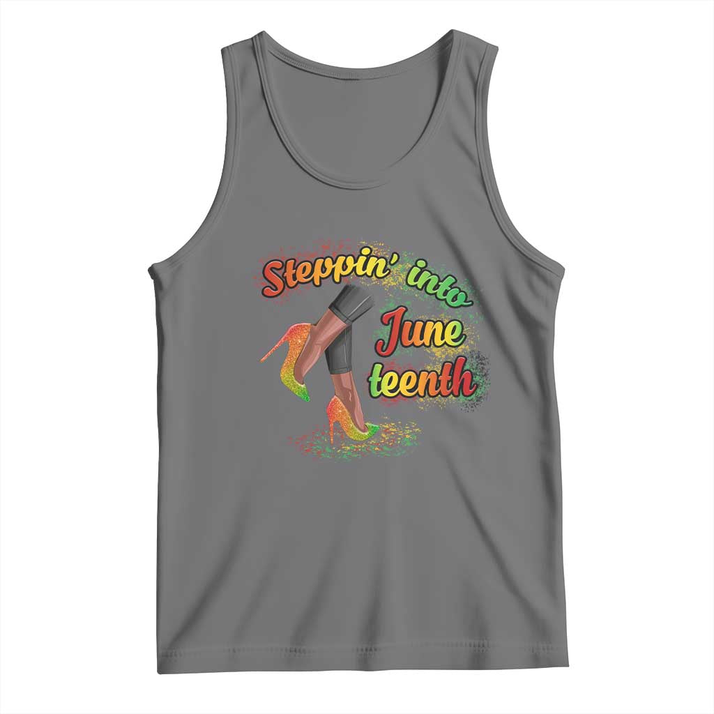 Stepping Into Juneteenth Tank Top High Heels African American Black History TS02 Black Heather Print Your Wear