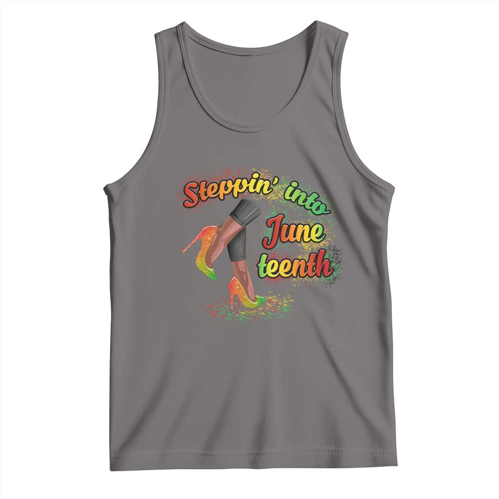 Stepping Into Juneteenth Tank Top High Heels African American Black History TS02 Deep Heather Print Your Wear