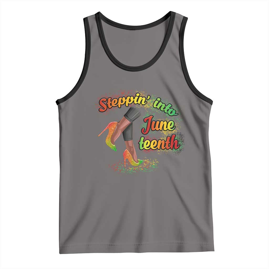 Stepping Into Juneteenth Tank Top High Heels African American Black History TS02 Deep Heather Black Print Your Wear