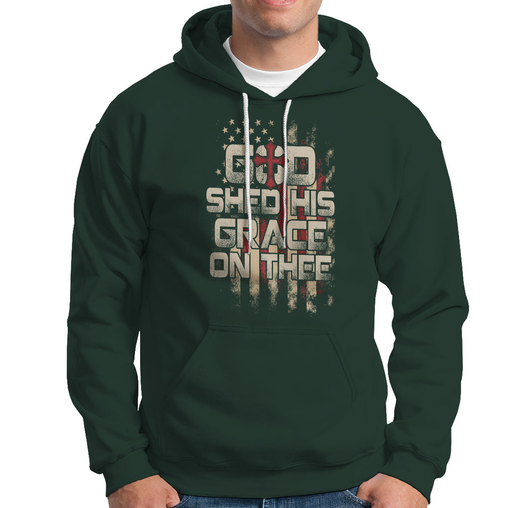 God Blessing Hoodie God Shed His Grace On Thee Amercan Flag Christian Cross TS02 Printyourwear