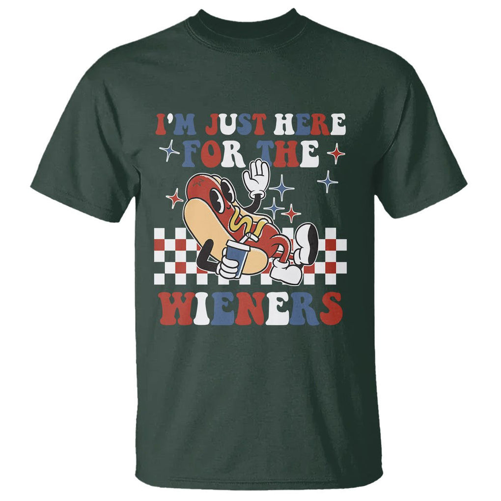 USA Party T Shirt Hot Dog I'm Just Here For The Wieners 4Th Of July TS02 Printyourwear