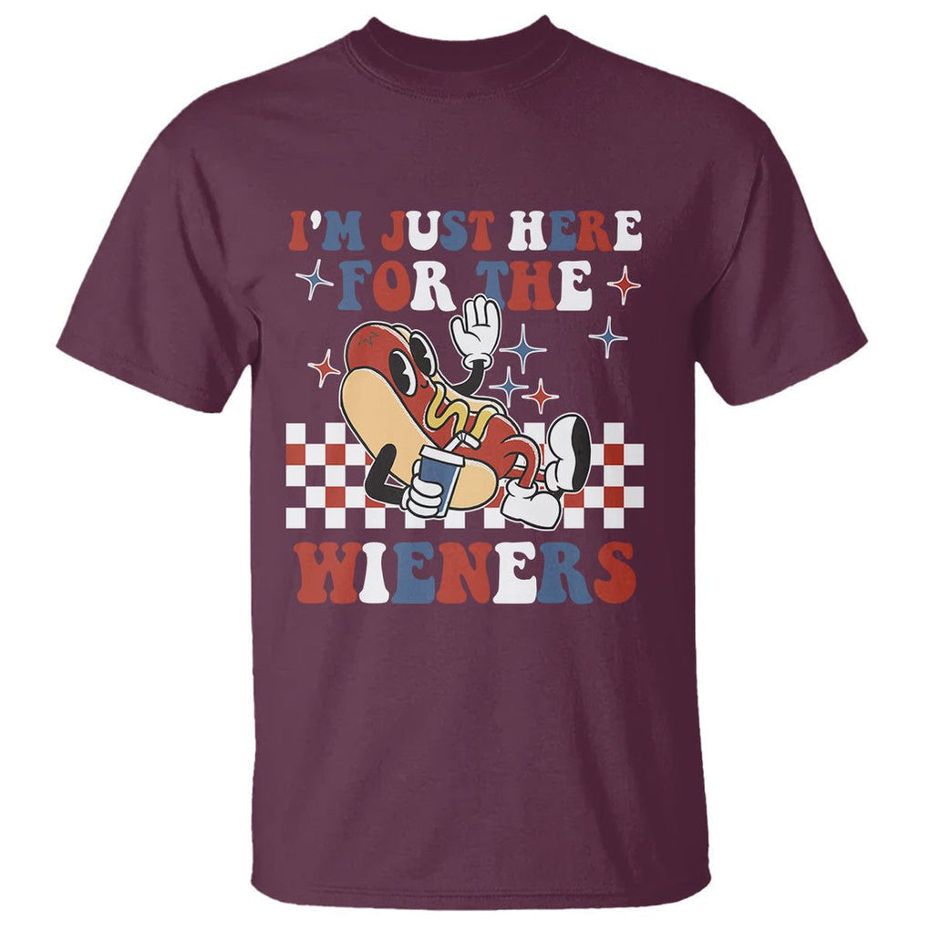 USA Party T Shirt Hot Dog I'm Just Here For The Wieners 4Th Of July TS02 Printyourwear