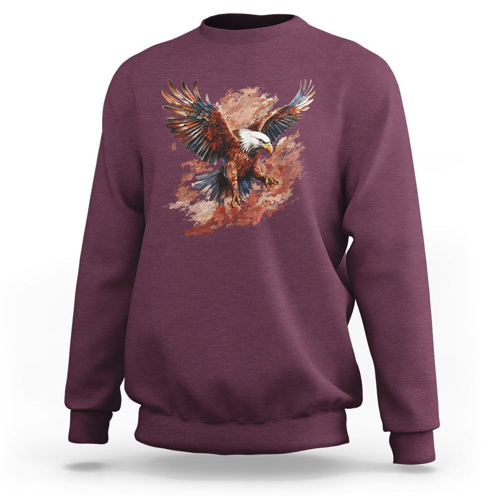 American Bald Eagle Sweatshirt Proud Patriotic US Pride 4th Of July TS02 Maroon Printyourwear