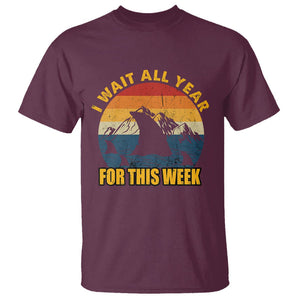 Shark Lover Week T Shirt I Wait All Year For This Week Funny Fin TS02 Maroon Printyourwear