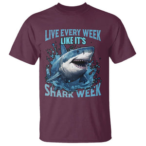 Live Every Week Like It's Shark Lover Week T Shirt Funny Ocean Life TS02 Maroon Printyourwear