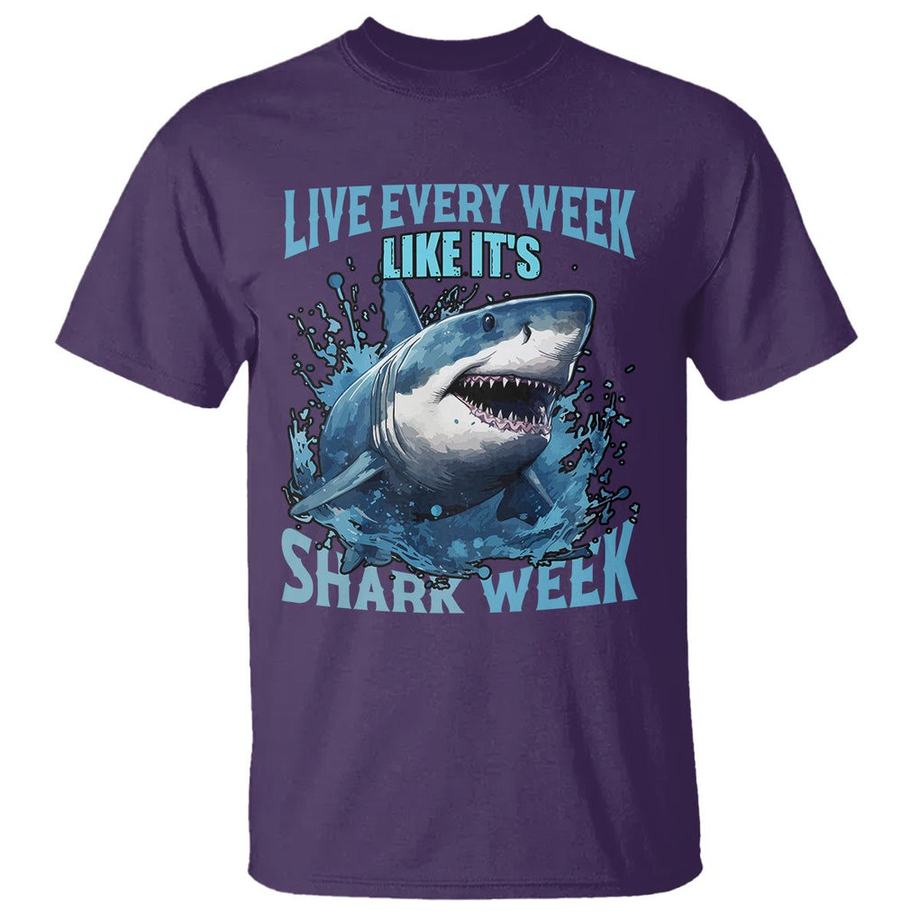 Live Every Week Like It's Shark Lover Week T Shirt Funny Ocean Life TS02 Purple Printyourwear