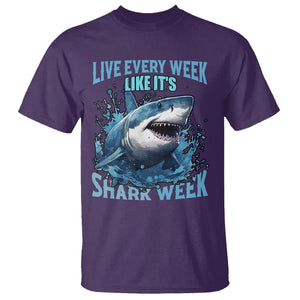 Live Every Week Like It's Shark Lover Week T Shirt Funny Ocean Life TS02 Purple Printyourwear