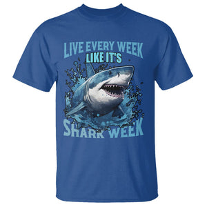 Live Every Week Like It's Shark Lover Week T Shirt Funny Ocean Life TS02 Royal Blue Printyourwear