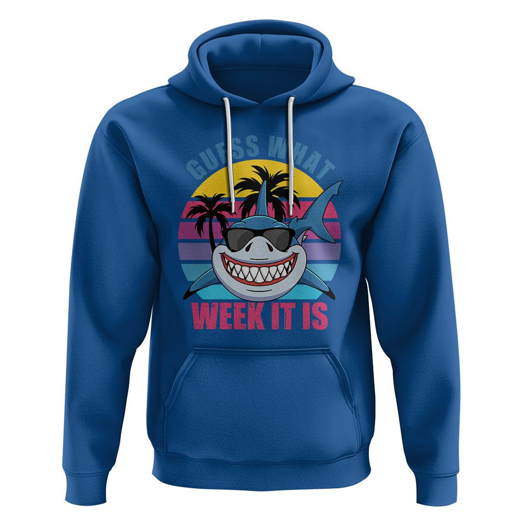 Funny Shark Lover Hoodie Guess What Week It Is Retro Summer Beach TS02 Royal Blue Printyourwear