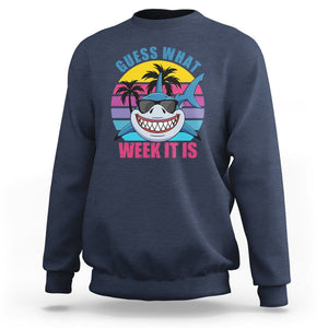 Funny Shark Lover Sweatshirt Guess What Week It Is Retro Summer Beach TS02 Navy Printyourwear