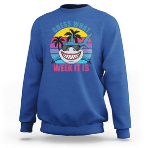 Funny Shark Lover Sweatshirt Guess What Week It Is Retro Summer Beach TS02 Royal Blue Printyourwear