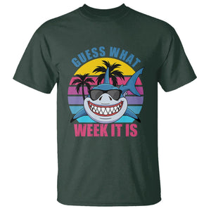Funny Shark Lover T Shirt Guess What Week It Is Retro Summer Beach TS02 Dark Forest Green Printyourwear