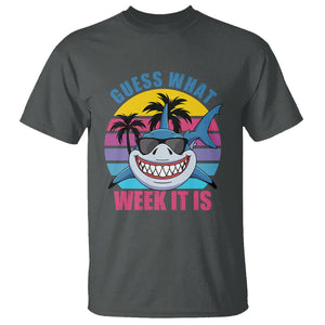 Funny Shark Lover T Shirt Guess What Week It Is Retro Summer Beach TS02 Dark Heather Printyourwear