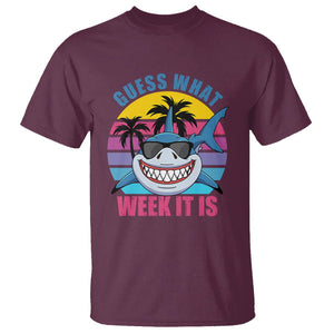 Funny Shark Lover T Shirt Guess What Week It Is Retro Summer Beach TS02 Maroon Printyourwear