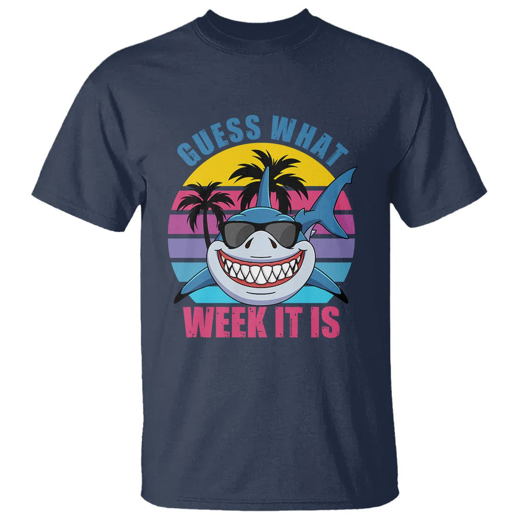 Funny Shark Lover T Shirt Guess What Week It Is Retro Summer Beach TS02 Navy Printyourwear
