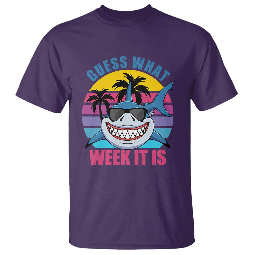 Funny Shark Lover T Shirt Guess What Week It Is Retro Summer Beach TS02 Purple Printyourwear