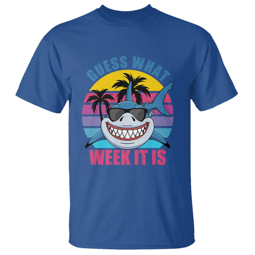 Funny Shark Lover T Shirt Guess What Week It Is Retro Summer Beach TS02 Royal Blue Printyourwear
