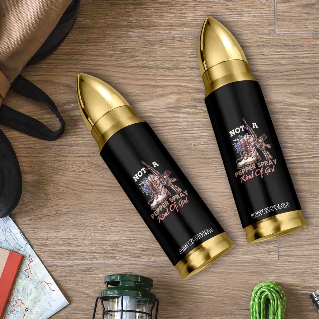 Armed Girl Bullet Tumbler Not A Pepper Spray Kind Of Girl American Flag Combat Boots TS02 Print Your Wear