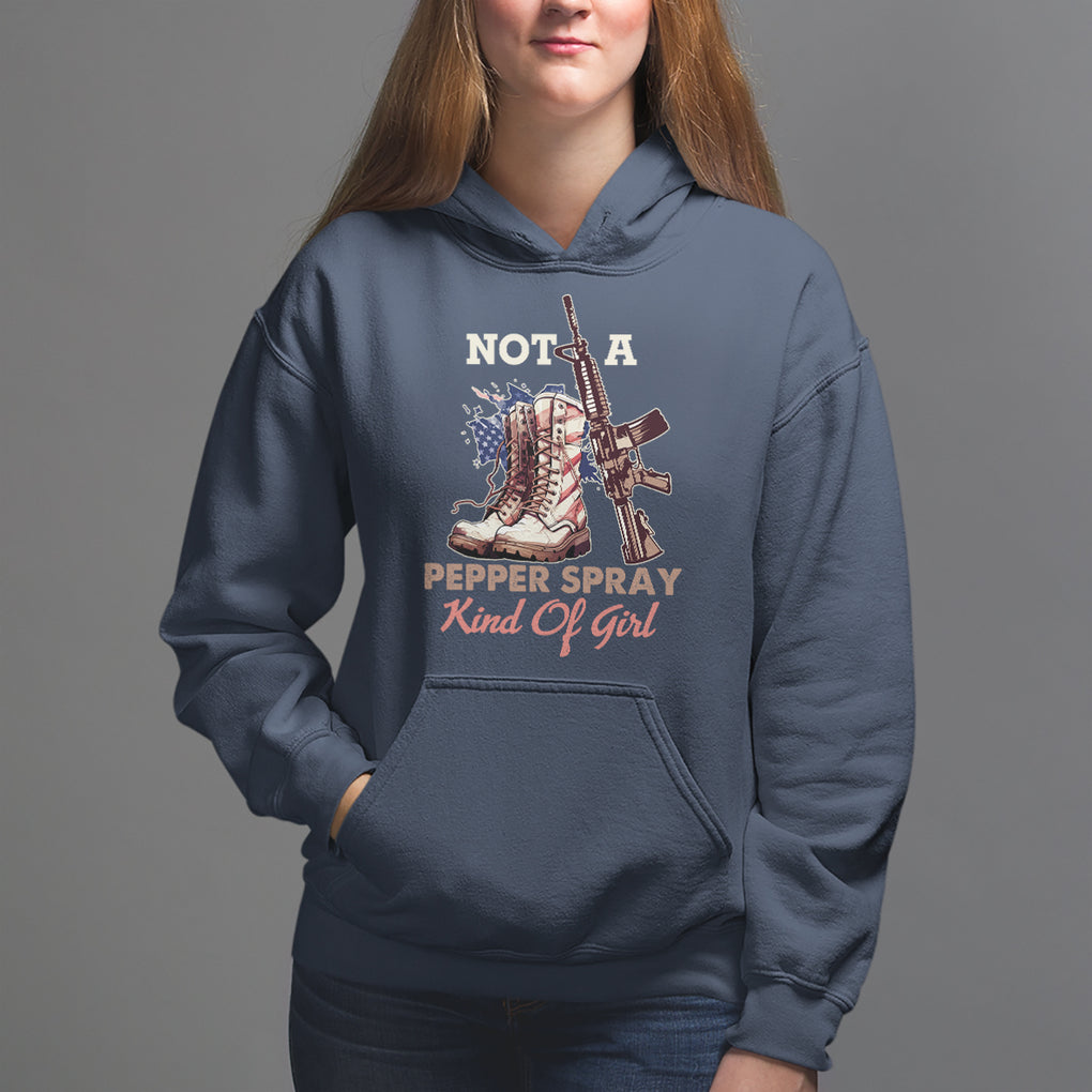 Female Veteran Hoodie Not A Pepper Spray Kind Of Girl American Flag Combat Boots TS02 Navy Printyourwear