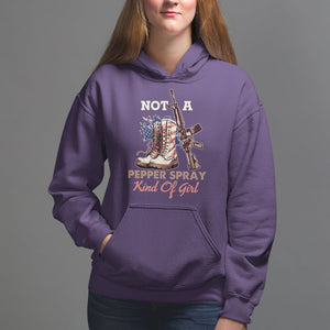 Female Veteran Hoodie Not A Pepper Spray Kind Of Girl American Flag Combat Boots TS02 Purple Printyourwear