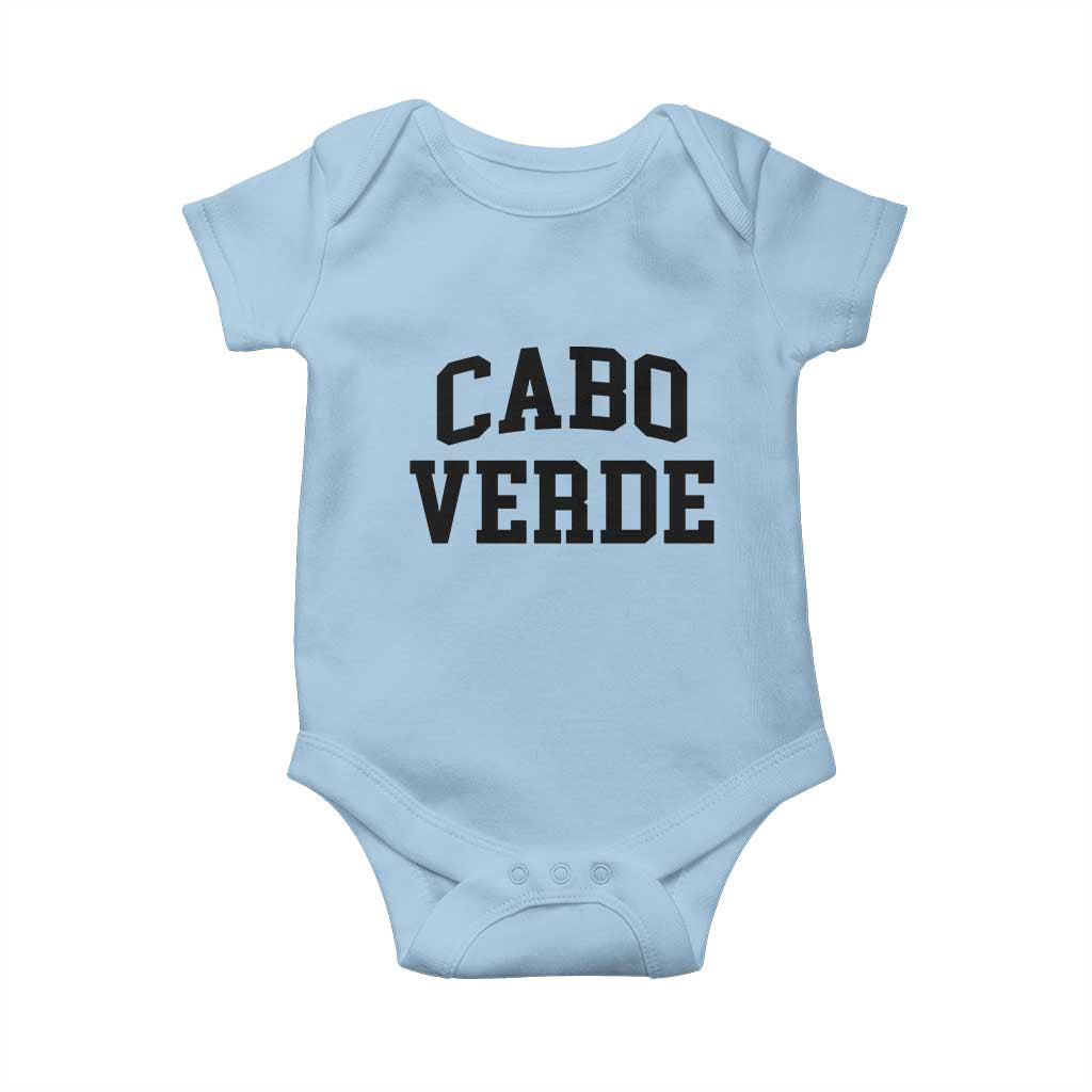 Cabo Verde Returns Home National Pride Varsity Style Baby Onesie Cape Verde Minimalist Text Graphic TS02 Light Blue Print Your Wear