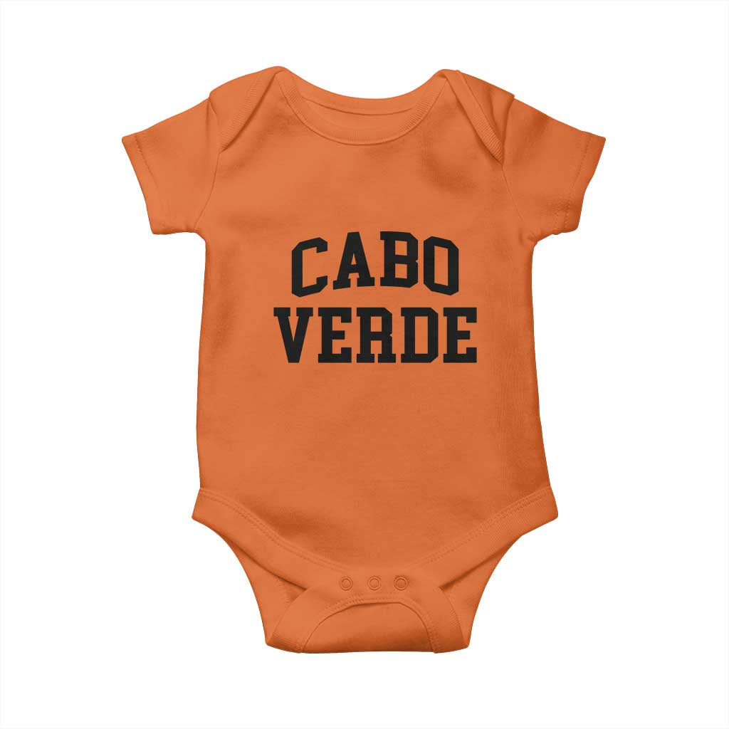 Cabo Verde Returns Home National Pride Varsity Style Baby Onesie Cape Verde Minimalist Text Graphic TS02 Orange Print Your Wear