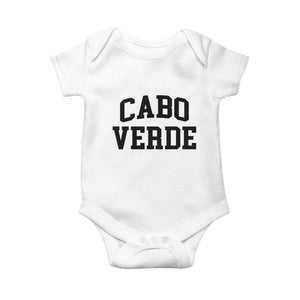 Cabo Verde Returns Home National Pride Varsity Style Baby Onesie Cape Verde Minimalist Text Graphic TS02 White Print Your Wear