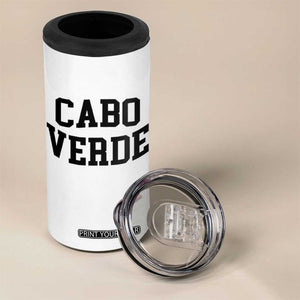 Cabo Verde Returns Home National Pride Varsity Style 4 in 1 Can Cooler Tumbler Cape Verde Minimalist Text Graphic TS02 Print Your Wear