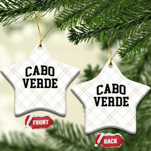 Cabo Verde Returns Home National Pride Varsity Style Ceramic Ornament Cape Verde Minimalist Text Graphic TS02 Print Your Wear
