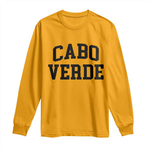 Cabo Verde Returns Home National Pride Varsity Style Long Sleeve Shirt Cape Verde Minimalist Text Graphic TS02 Gold Print Your Wear