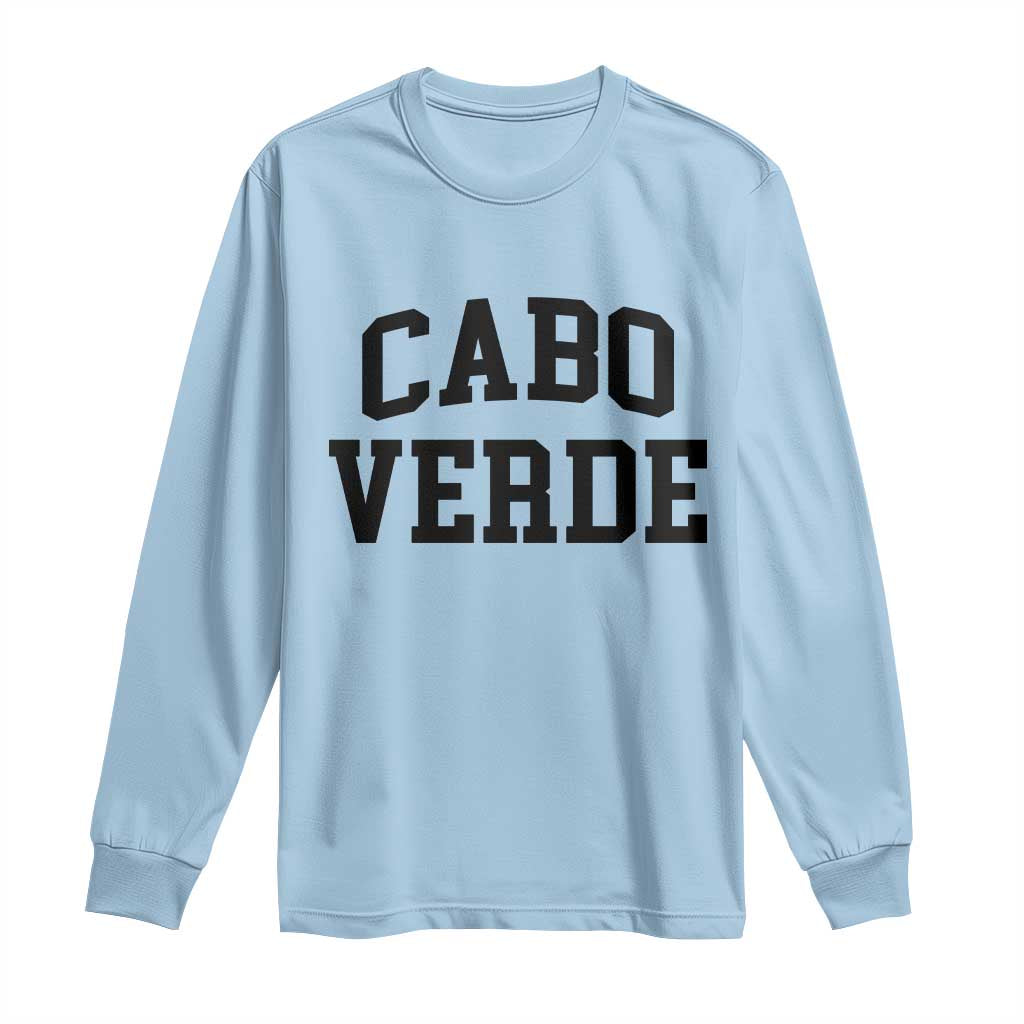 Cabo Verde Returns Home National Pride Varsity Style Long Sleeve Shirt Cape Verde Minimalist Text Graphic TS02 Light Blue Print Your Wear