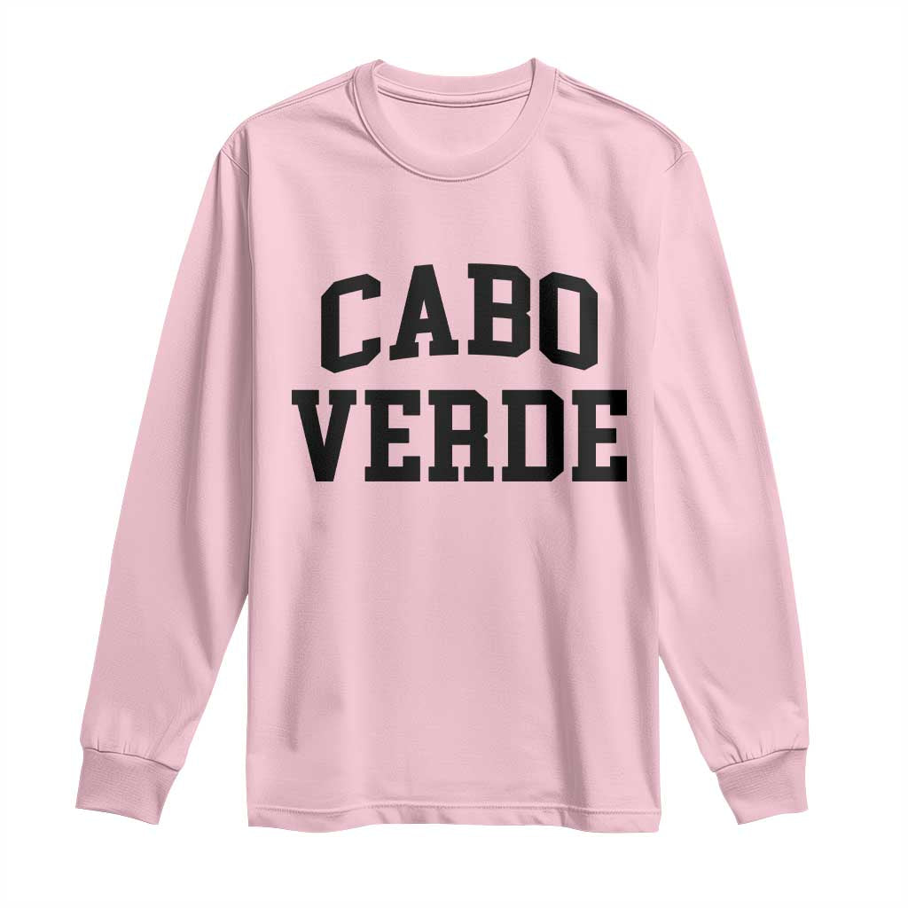 Cabo Verde Returns Home National Pride Varsity Style Long Sleeve Shirt Cape Verde Minimalist Text Graphic TS02 S Light Pink Print Your Wear