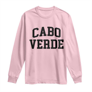 Cabo Verde Returns Home National Pride Varsity Style Long Sleeve Shirt Cape Verde Minimalist Text Graphic TS02 S Light Pink Print Your Wear