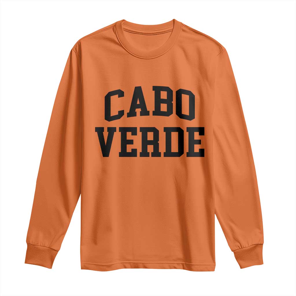 Cabo Verde Returns Home National Pride Varsity Style Long Sleeve Shirt Cape Verde Minimalist Text Graphic TS02 Orange Print Your Wear