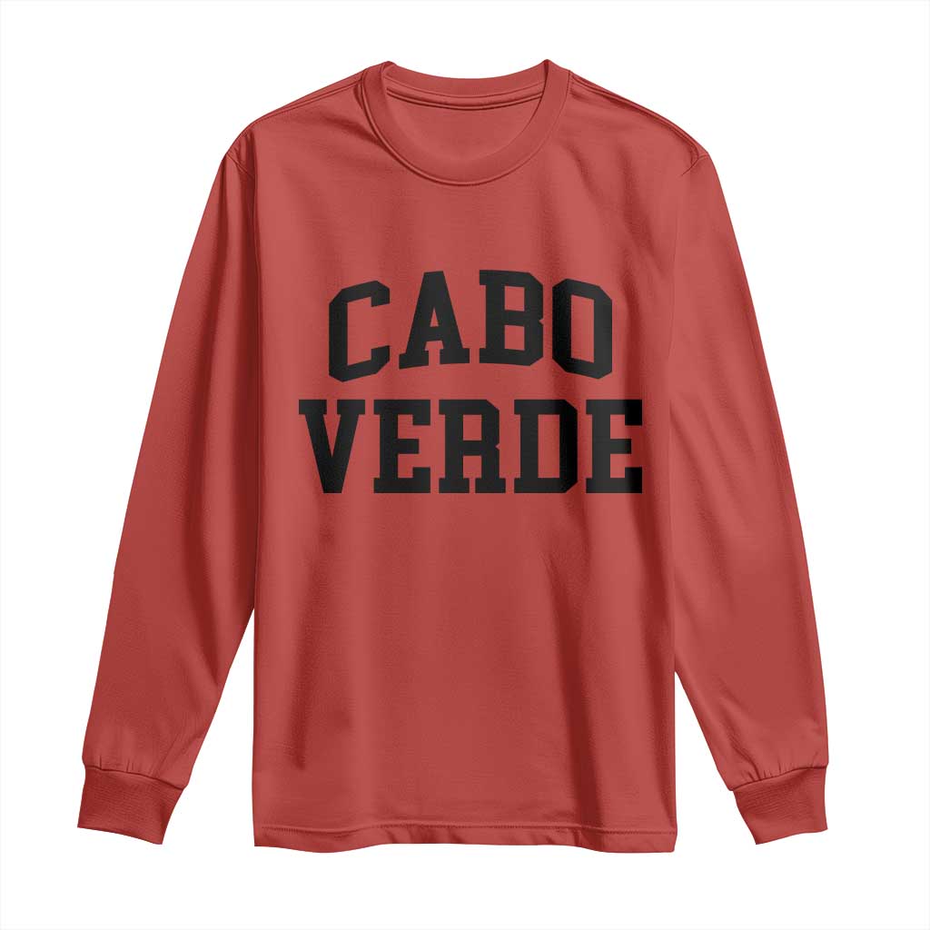 Cabo Verde Returns Home National Pride Varsity Style Long Sleeve Shirt Cape Verde Minimalist Text Graphic TS02 Red Print Your Wear