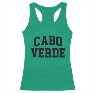Cabo Verde Returns Home National Pride Varsity Style Racerback Tank Top Cape Verde Minimalist Text Graphic TS02 Irish Green Print Your Wear