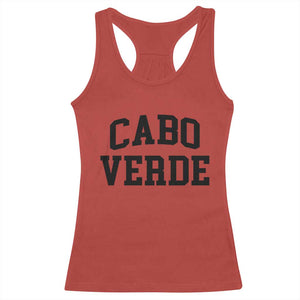 Cabo Verde Returns Home National Pride Varsity Style Racerback Tank Top Cape Verde Minimalist Text Graphic TS02 Red Print Your Wear