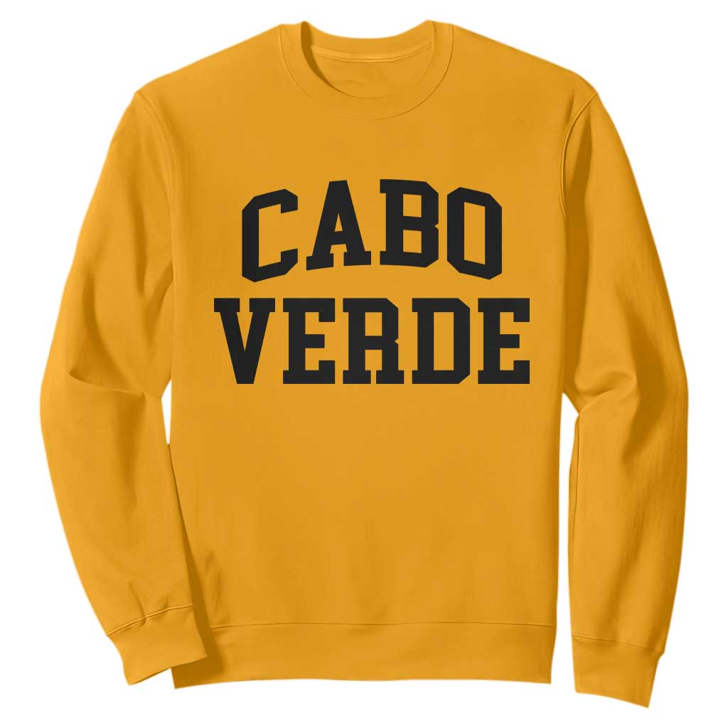 Cabo Verde Returns Home National Pride Varsity Style Sweatshirt Cape Verde Minimalist Text Graphic TS02 Gold Print Your Wear
