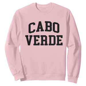 Cabo Verde Returns Home National Pride Varsity Style Sweatshirt Cape Verde Minimalist Text Graphic TS02 S Light Pink Print Your Wear
