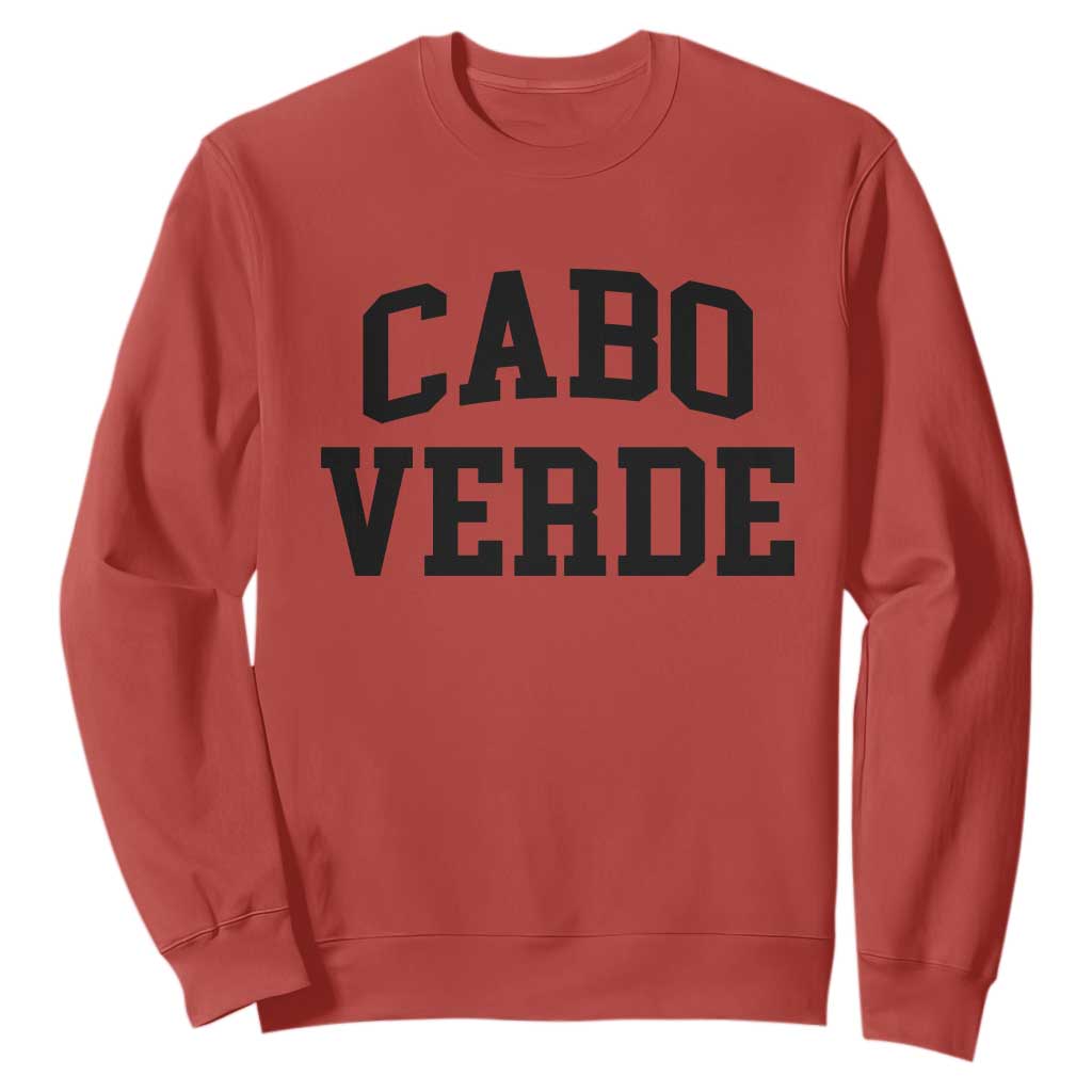 Cabo Verde Returns Home National Pride Varsity Style Sweatshirt Cape Verde Minimalist Text Graphic TS02 Red Print Your Wear