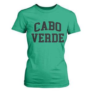 Cabo Verde Returns Home National Pride Varsity Style T Shirt For Women Cape Verde Minimalist Text Graphic TS02 Irish Green Print Your Wear