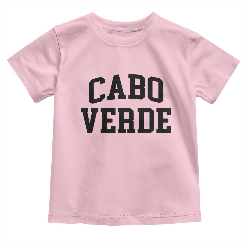Cabo Verde Returns Home National Pride Varsity Style Toddler T Shirt Cape Verde Minimalist Text Graphic TS02 Light Pink Print Your Wear