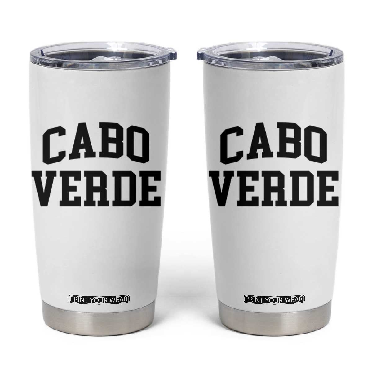 Cabo Verde Returns Home National Pride Varsity Style Tumbler Cup Cape Verde Minimalist Text Graphic TS02 White Print Your Wear