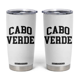 Cabo Verde Returns Home National Pride Varsity Style Tumbler Cup Cape Verde Minimalist Text Graphic TS02 White Print Your Wear