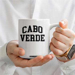 Cabo Verde Returns Home National Pride Varsity Style Coffee Mug Cape Verde Minimalist Text Graphic TS02 Print Your Wear