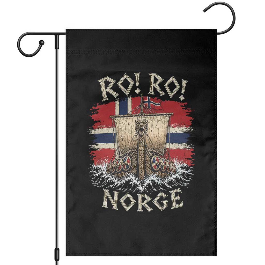 Retro Norge Viking Longship Ro Ro Garden Flag Patriotic Norge Norwegian Flag Funny Rowing Support TS02 Black Print Your Wear