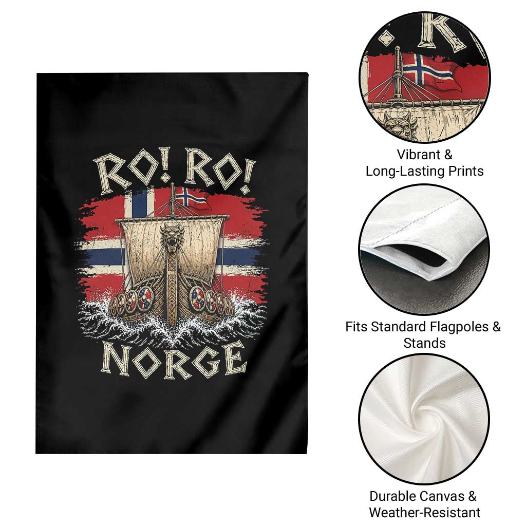 Retro Norge Viking Longship Ro Ro Garden Flag Patriotic Norge Norwegian Flag Funny Rowing Support TS02 Print Your Wear